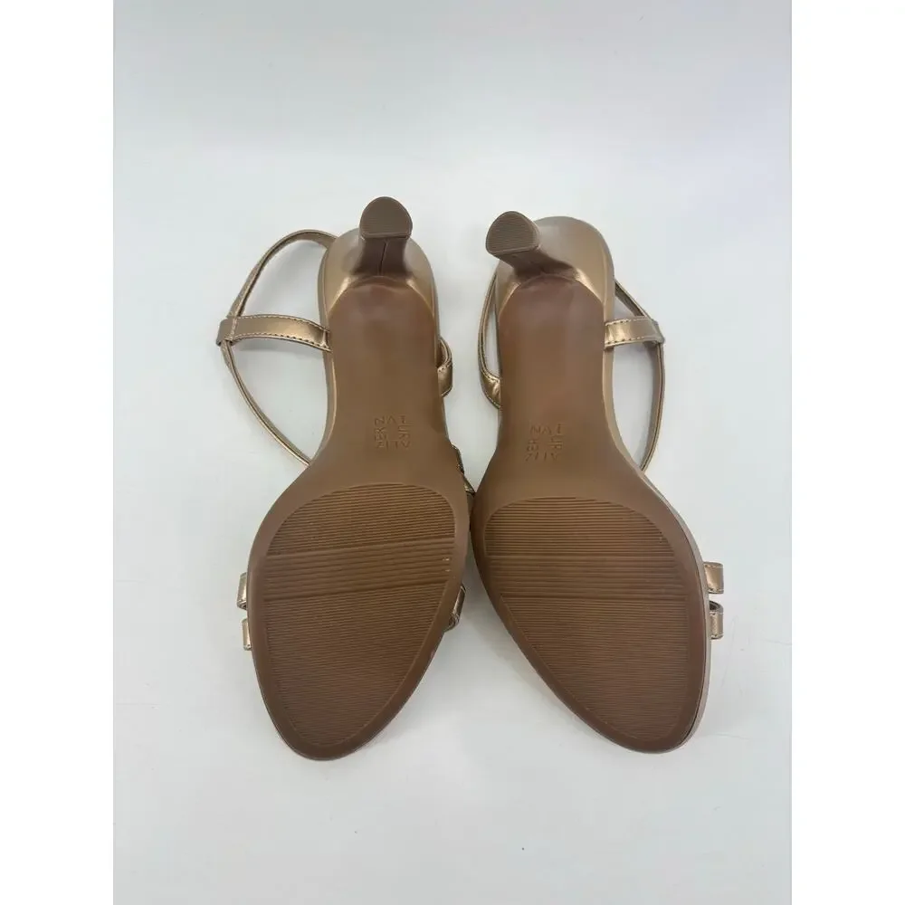 Naturalizer Gold Sandals Size 8 Brenta Womens Formal Event Wedding